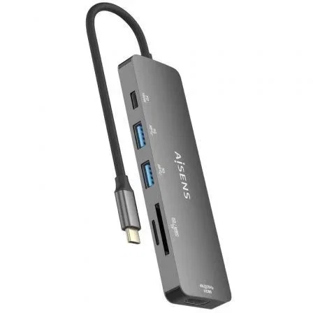 Aisens USB-C Dock 6 en 1 HDMI 4K, 2x USB-A, PD 100W, Gris
